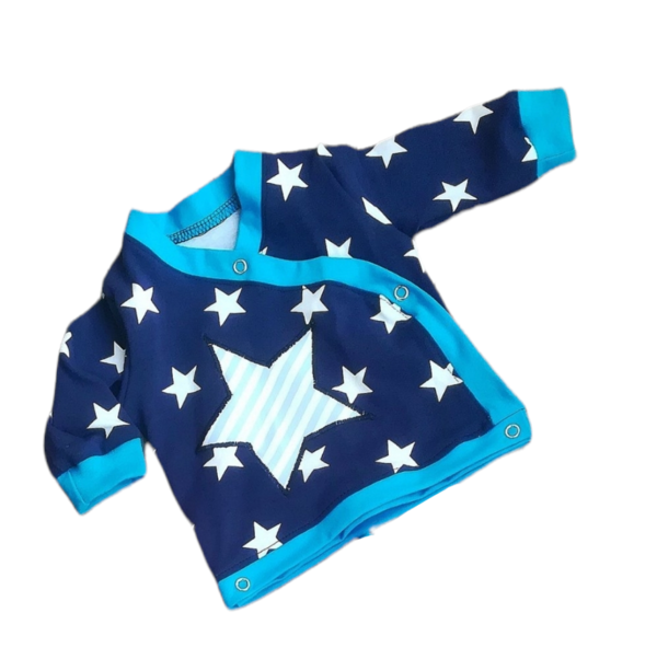 Wickelshirt ,,blauer  Stern " in den Gr.50/56 bis 74/80 aus Jersey